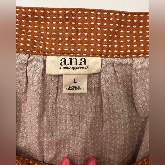 ANA Burnt Orange Cotton Polka Dot Tank Top Size Large - Picture 3 of 11